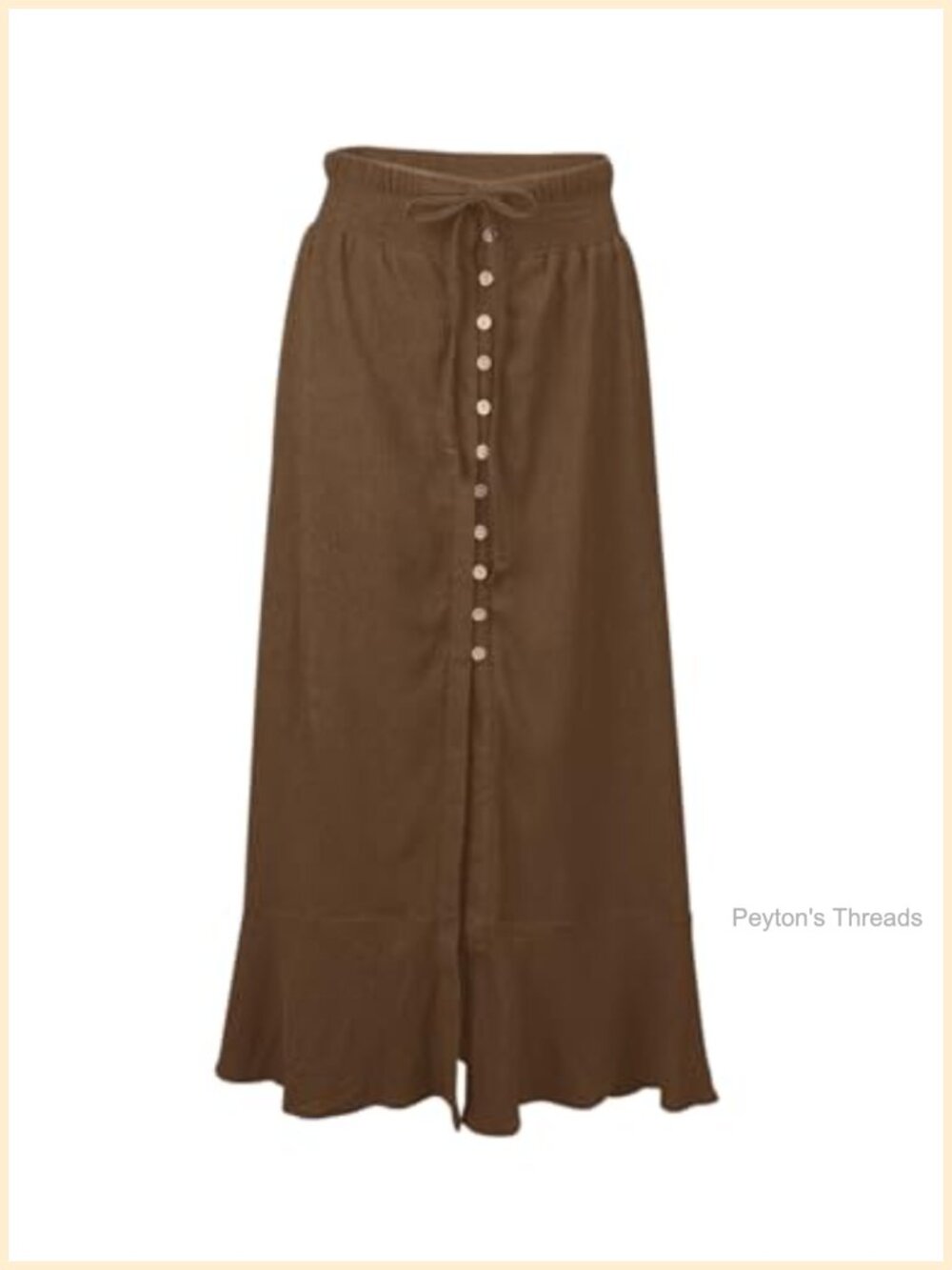 Women's Elastic Waist Button Down Maxi Skirt Casual Loose Flowy Swing Slit Front - Picture 3 of 6